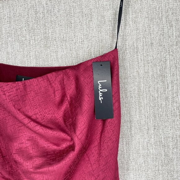 Lulus Dress Mini Satin Lisette One Shoulder Jacquard Cocktail Party Bodice Large - Picture 8 of 13